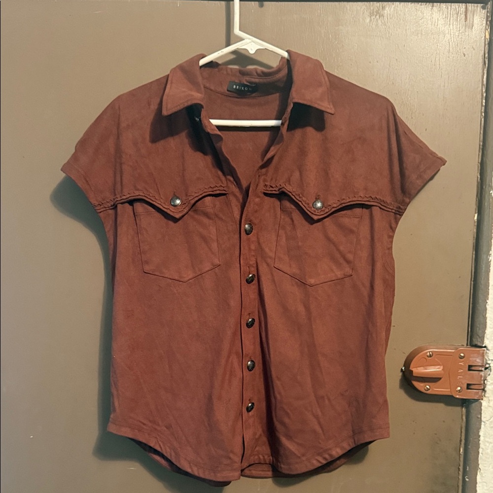 Brixon Women’s  Brown Short Sleeve Button Shirt